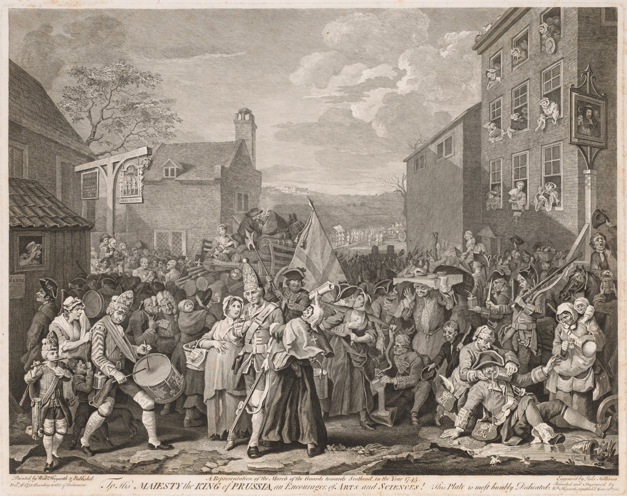 Marsz do Finchley w roku 1746 (po Hogarth) autorstwa Luke Sullivan