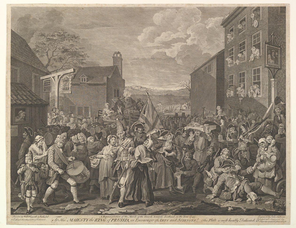 Marsz do Finchley-A Reprezentacja Marszu Gwardii w kierunku Szkocji..., 12 czerwca 1761. autorstwa Luke Sullivan