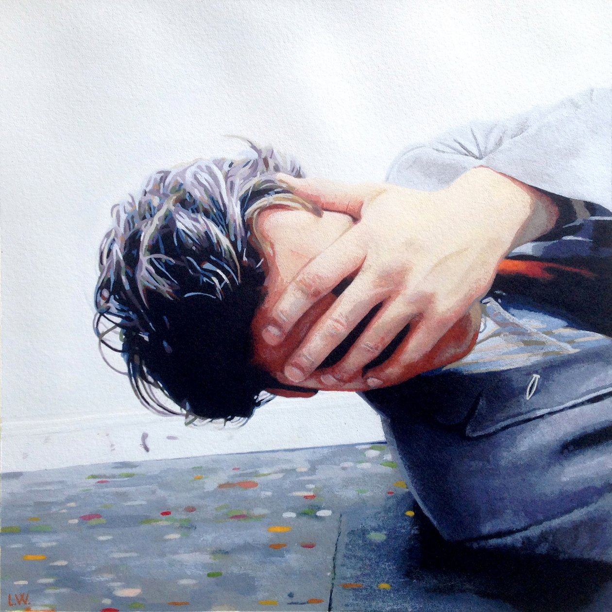 Nietoperze są w dzwonnicy, ok. 2013 (farba akrylowa na papierze) autorstwa Luke Waller