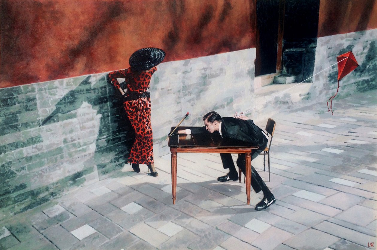 Throw It All Against The Wall, ok. 2015 (farba akrylowa na papierze) autorstwa Luke Waller