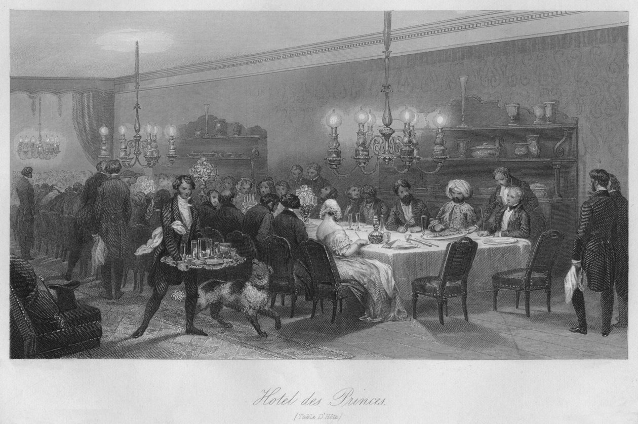 Hotel des Princes. Stół DHote, c1843 autorstwa Lumb Stocks