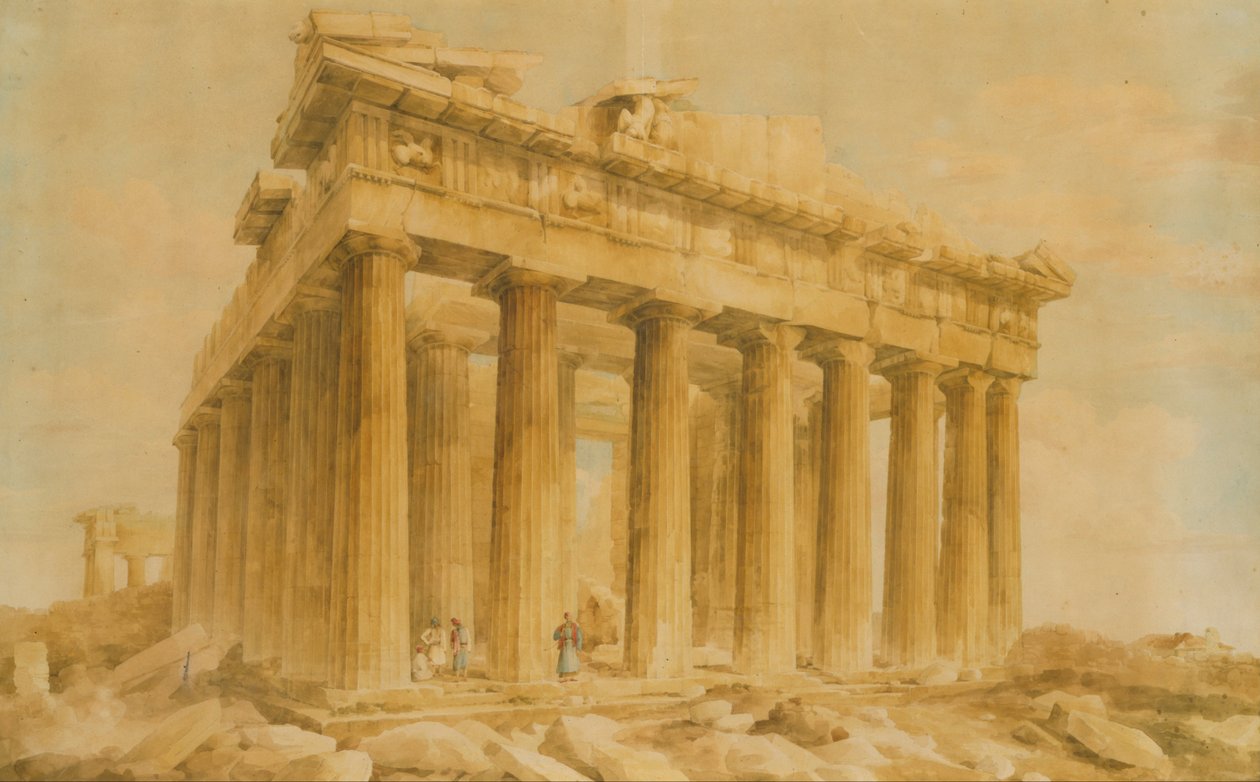 Partenon od północnego zachodu autorstwa Giovanni Battista Lusieri