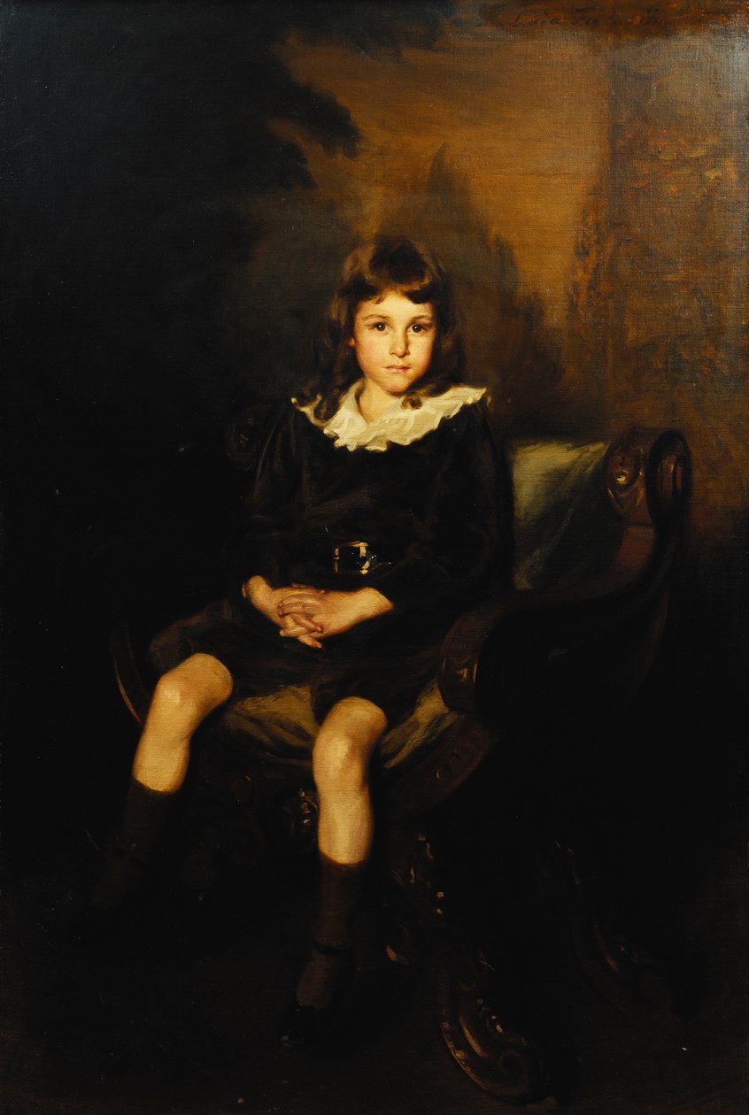 Portret chłopca siedzącego na pełnej długości na krześle autorstwa Lydia Field Emmett