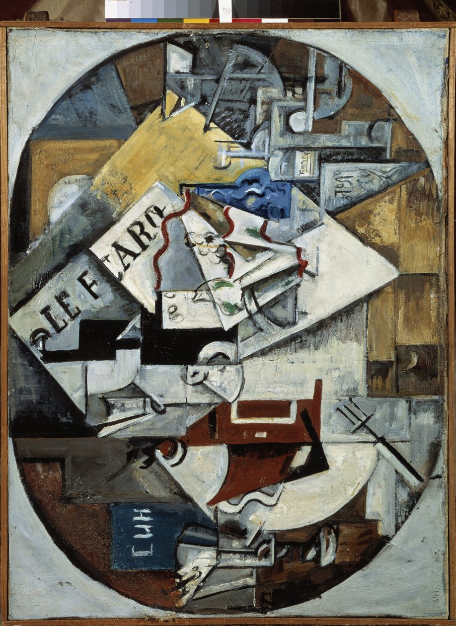 Martwa natura. (Le Figaro) Obraz Ljubowa (Lioubowa) Sergeyevna Popova (1889-1924), olej na płótnie autorstwa Lyubov Sergeevna Popova