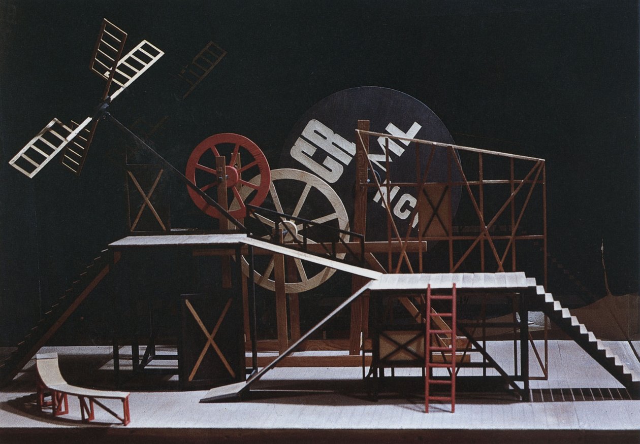 Scenografia do spektaklu teatralnego Wspaniały Rogacz Le Cocu Magnifique F. Crommelyncka autorstwa Lyubov Sergeevna Popova