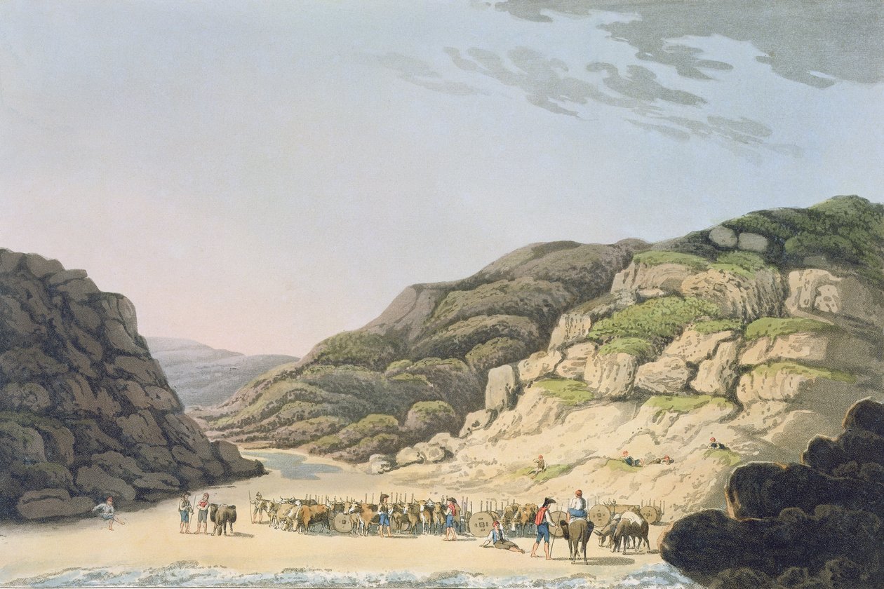 Potok Maceira, ze "Szkiców o kraju, charakterze i strojach w Portugalii i Hiszpanii, wykonanych podczas kampanii i na trasie armii brytyjskiej w 1808 i 1809 r.", rycina I. Clark, autorstwa M., Bradford