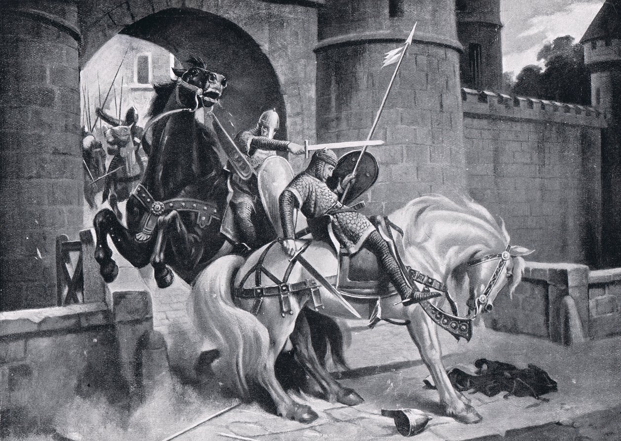 Walka pomiędzy Williamem i Robertem w Gerberoy AD1079, lata 20. autorstwa M. Mackinlay