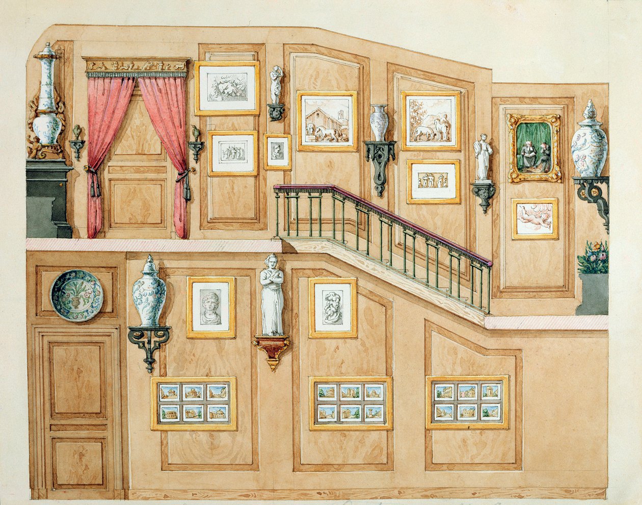 Schody przy rue Fortunee, dom kupiony przez Balzaca w 1847, 1851 autorstwa M. Santi