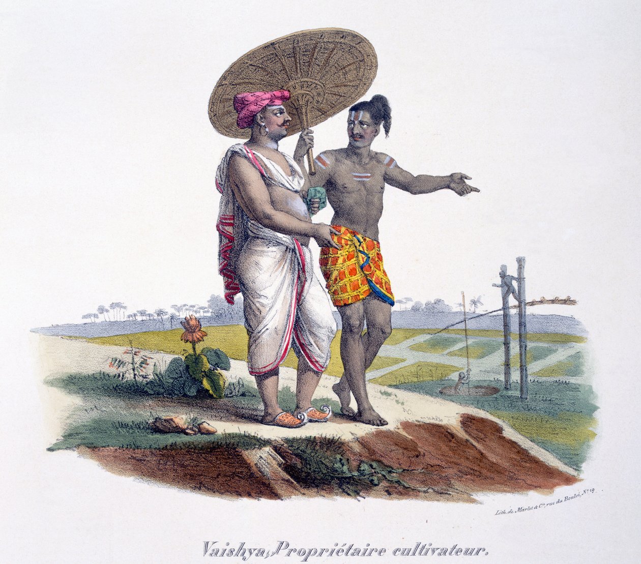 Człowiek z kasty Vaishya przeprowadza inspekcję swojego małego gospodarstwa, 1827-35 autorstwa M.E. Burnouf