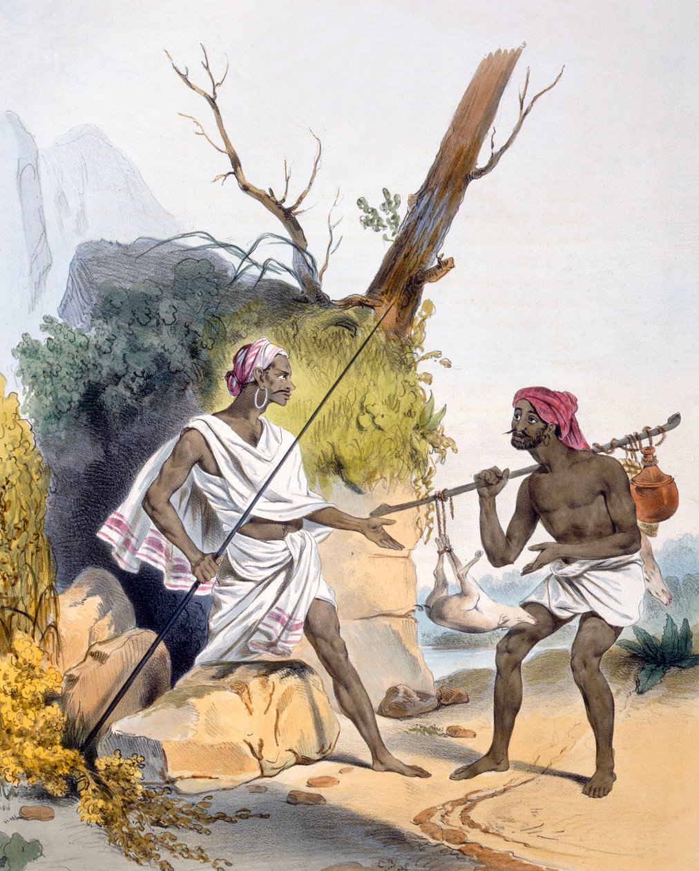 یو غل چې په 1827-35 پولي کې په یوه مسافر برید کوي autorstwa M.E. Burnouf