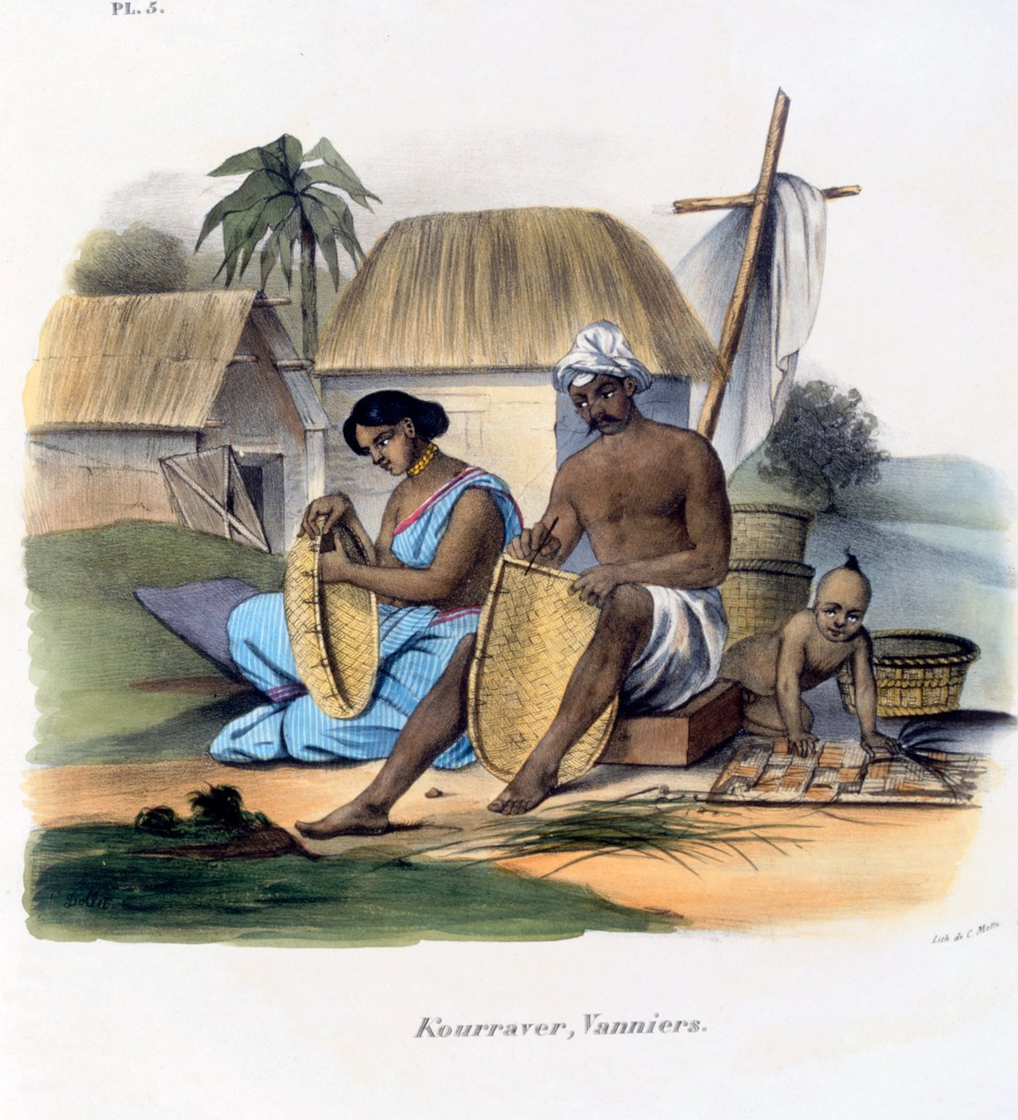 Tkacze koszy, 1827-35 autorstwa M.E. Burnouf