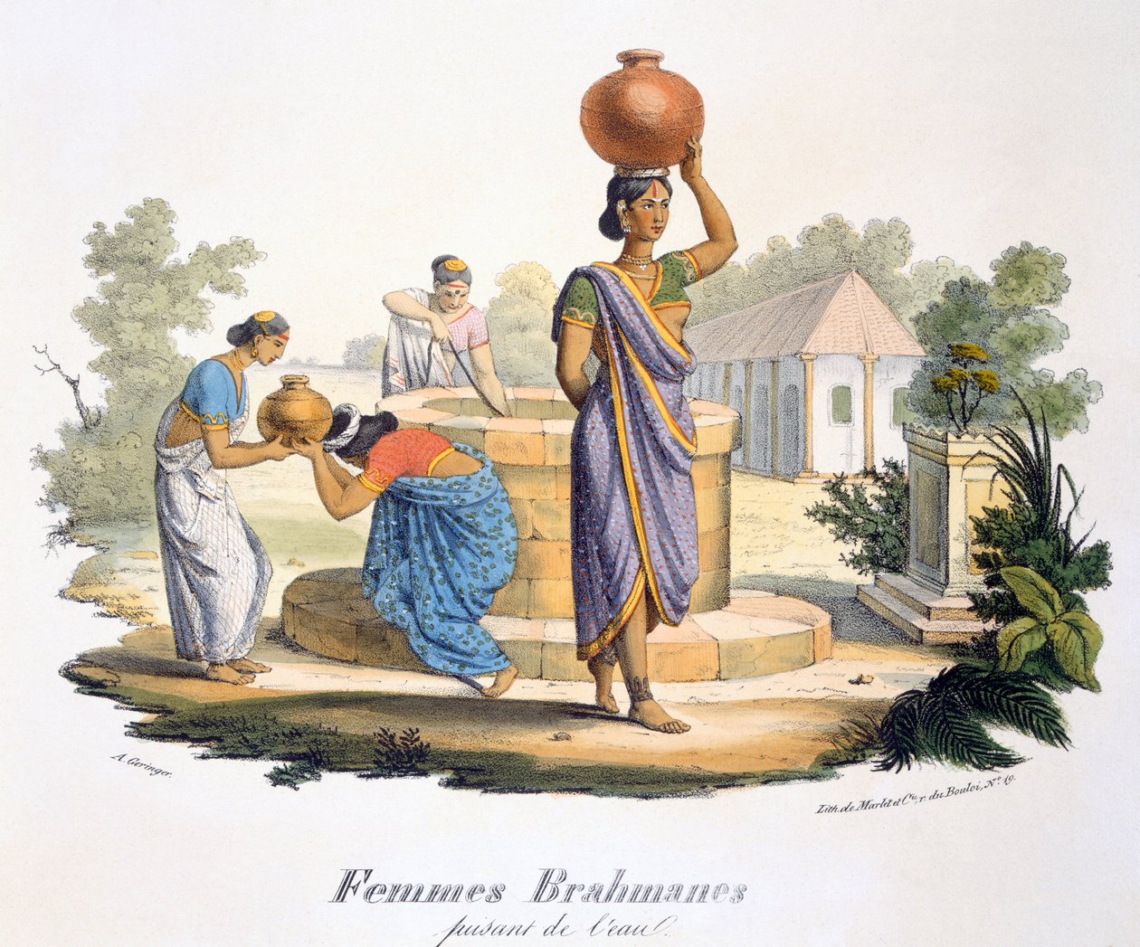 Kobiety bramini zbierające wodę, 1827-35 autorstwa M.E. Burnouf