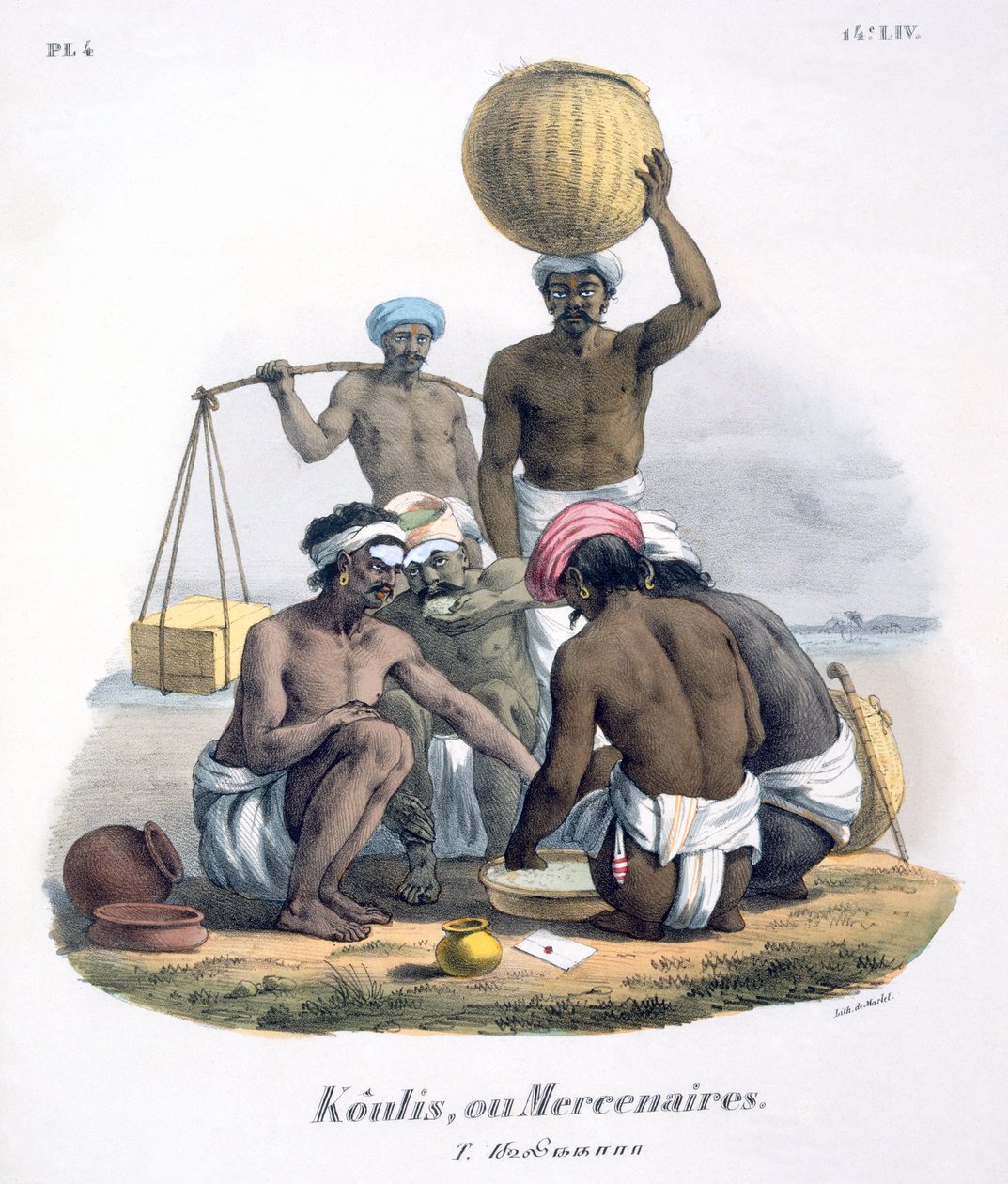 Robotnicy dzielący się ryżem, 1827-35 autorstwa M.E. Burnouf