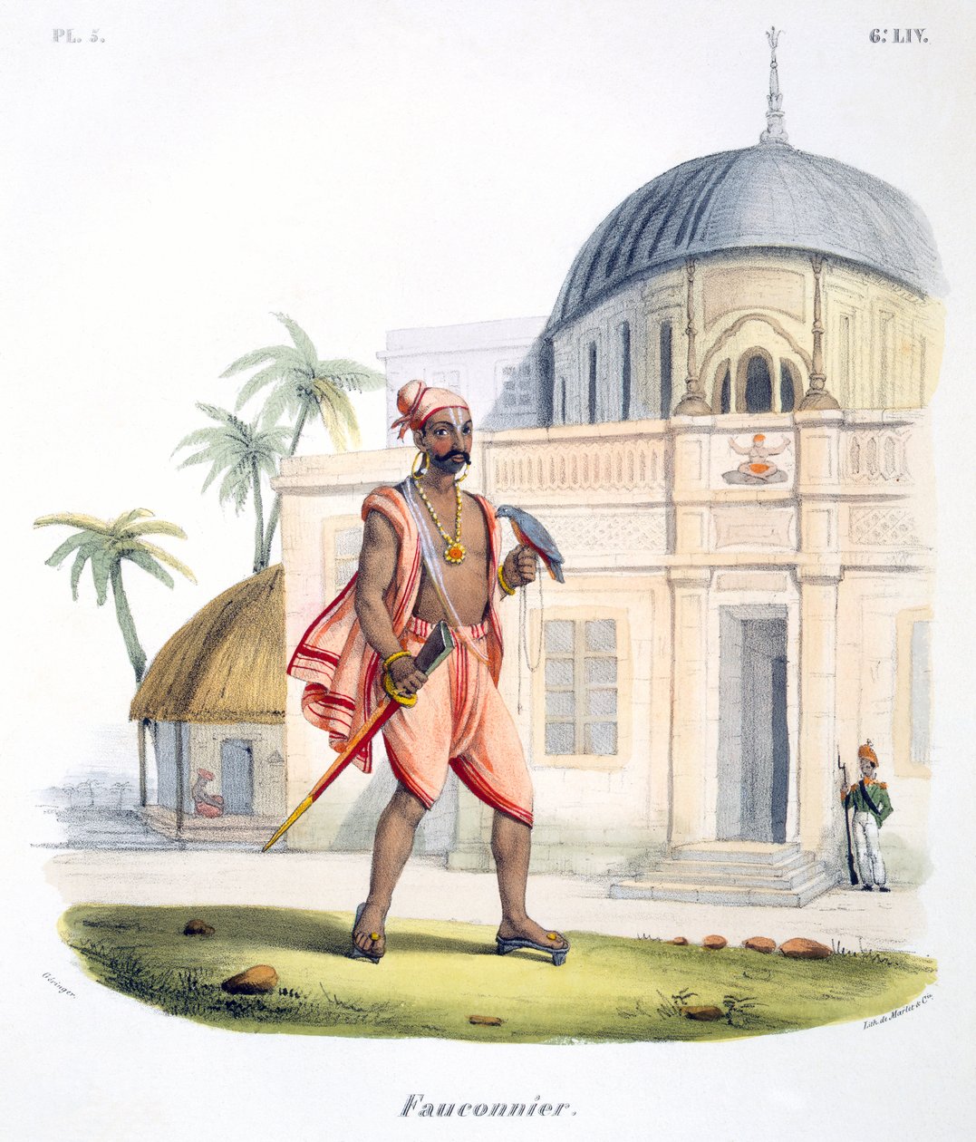 Sokolnik i jego ptak, 1827-35 autorstwa M.E. Burnouf