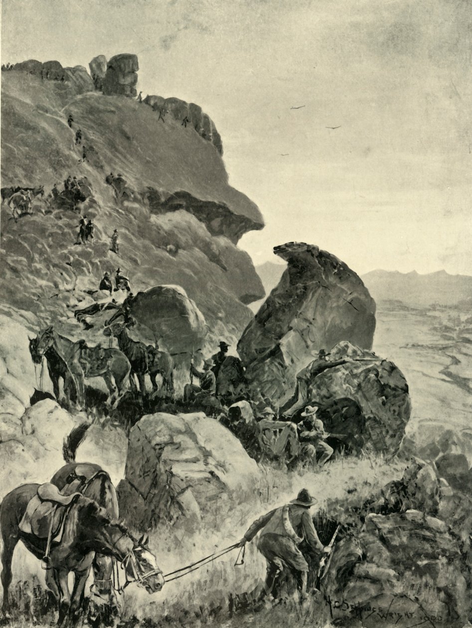 „Ostatni bastion Prinsloo w dolinie Małego Kaledonu: pozycja Burów na wzgórzach”, 190 autorstwa MFR