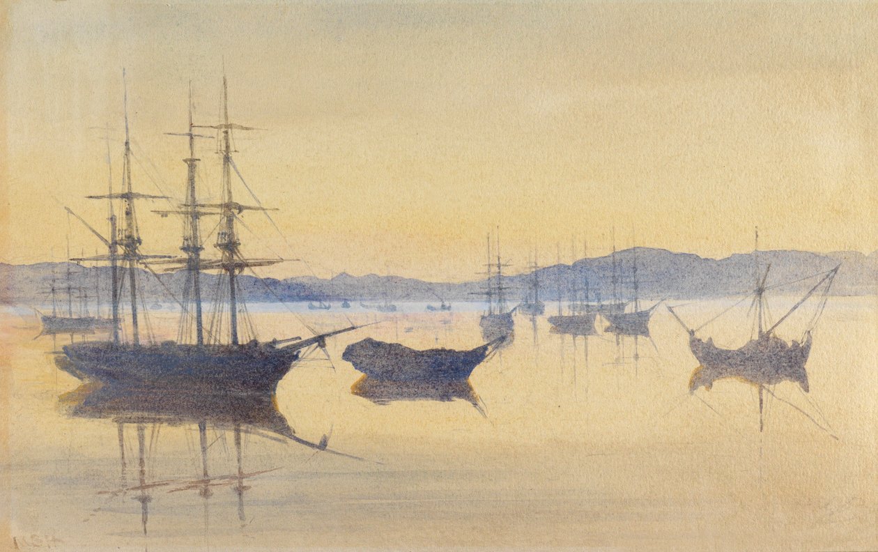 Zachód słońca, Konstantynopol (wc na papierze) autorstwa M. Baillie Hamilton
