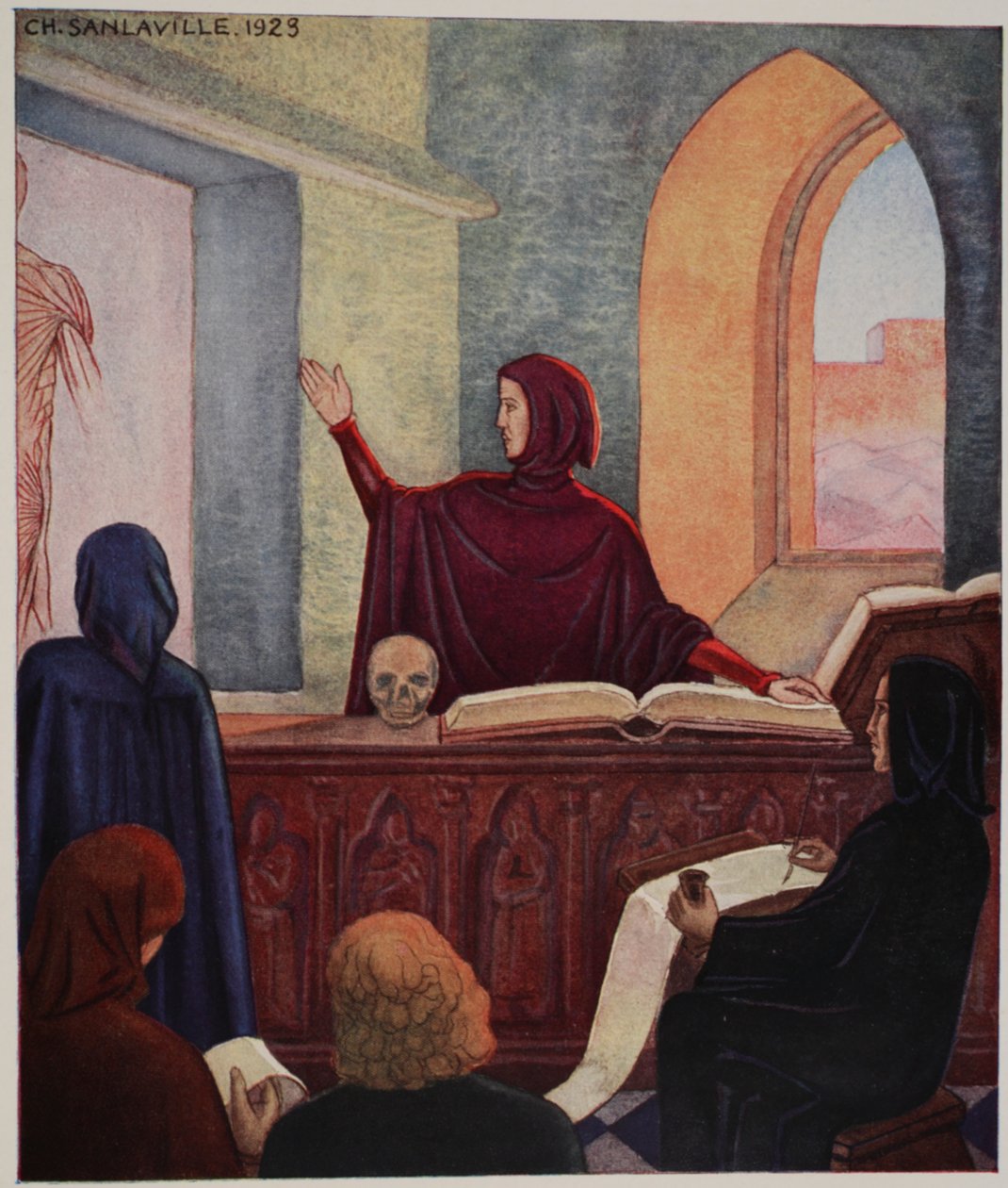 Henri de Mondeville wykłada anatomię na Uniwersytecie w Montpellier autorstwa M. Charles Sanlaville