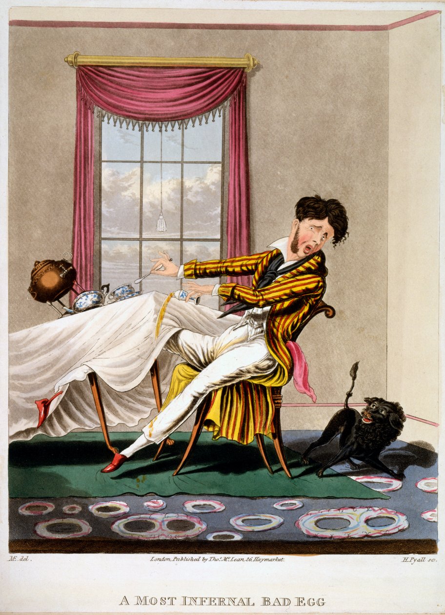 Najbardziej piekielne złe jajko, grafika wykonana przez H Pyall, 1827 (ręcznie kolorowana grawerunek) autorstwa M. Egerton