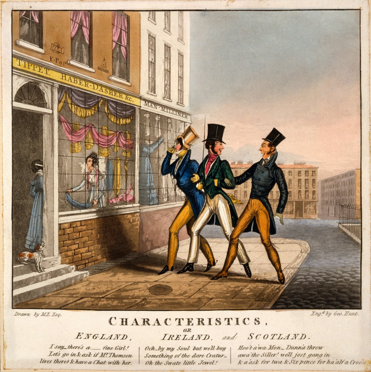 Characteristics, or England, Ireland and Scotland, print made by George Hunt, 1827 (rycina ręcznie kolorowana) autorstwa M. Egerton