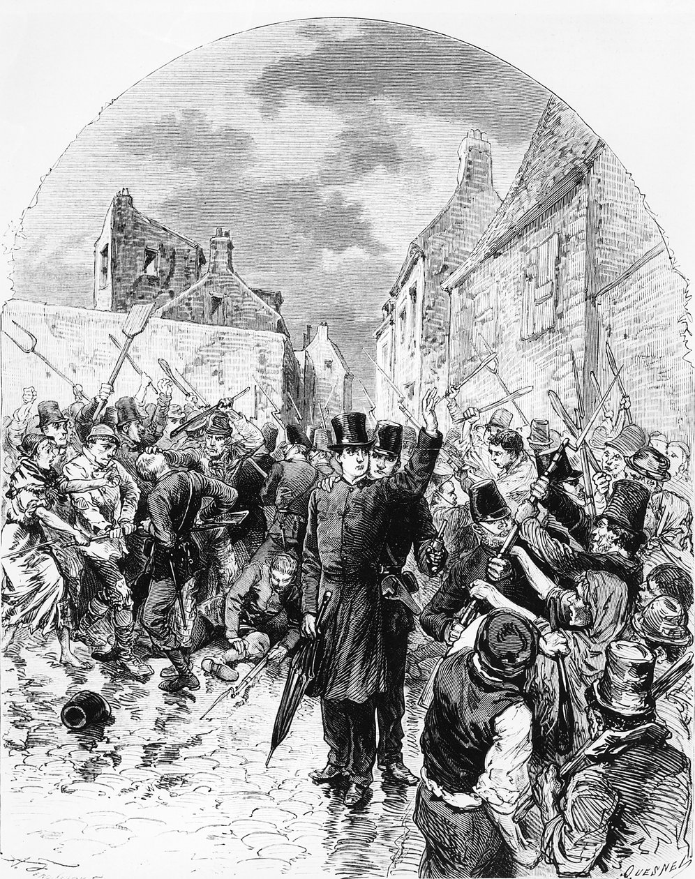 Zamieszki w Irlandii - katolicki ksiądz aresztowany przez policję w Mullingar zostaje uratowany przez lud, z Le Monde Illustré, 25 czerwca 1881 r. autorstwa M. Ferdinandus