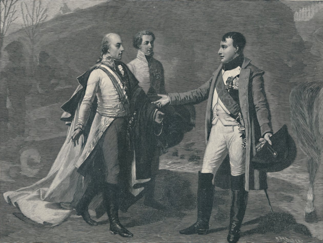 Spotkanie Napoleona i Franciszka I po Austerlitz, 1805, 1896 autorstwa M. Haider