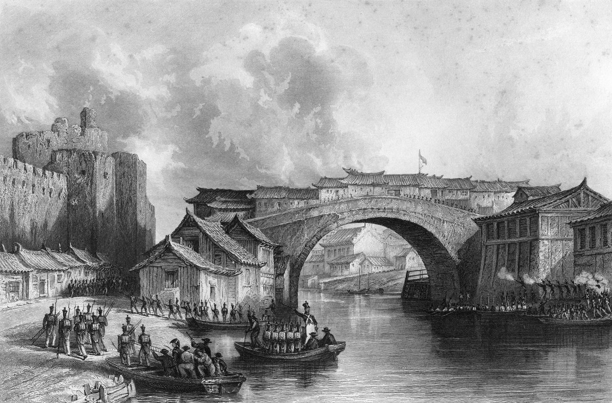 Zachodnia Brama Ching-keang-foo Zhenjiang, Chiny, 21 lipca 1842 c1857. autorstwa M. J. Starling
