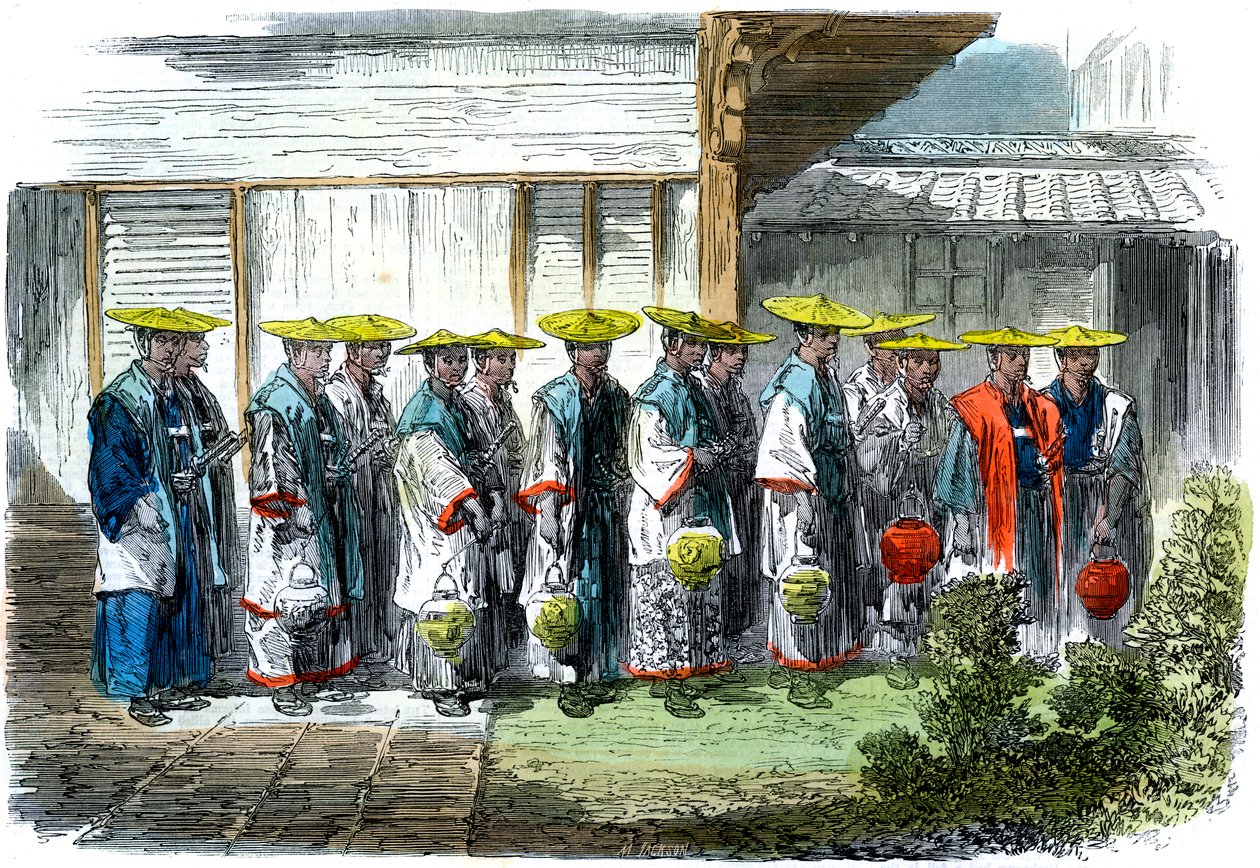 Straż nocna w Jeddo Edo, Japonia, 1864. autorstwa M. Jackson