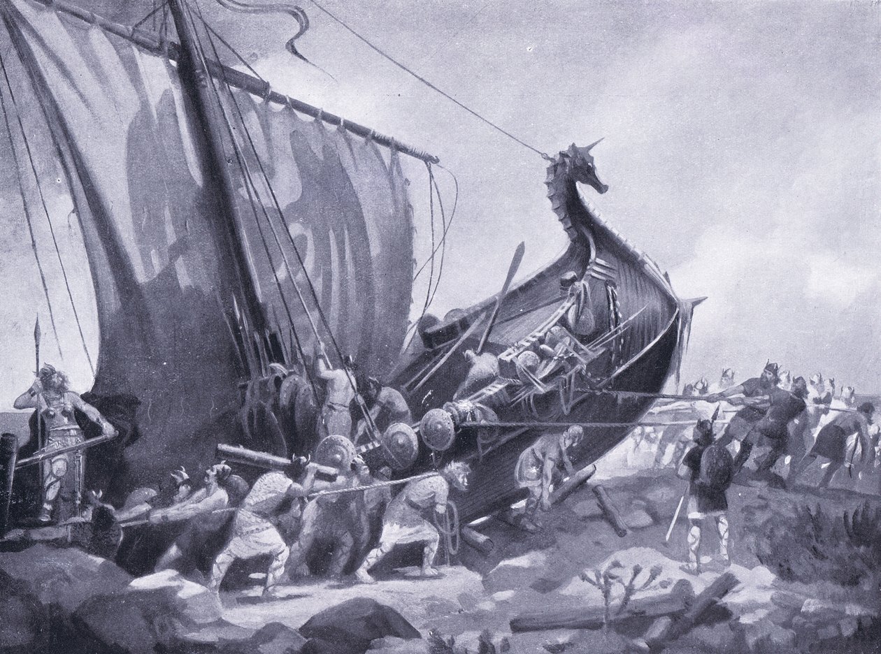 Magnus żegluje wokół Mull of Cantyre AD1098, lata 20. autorstwa M. Mackinlay