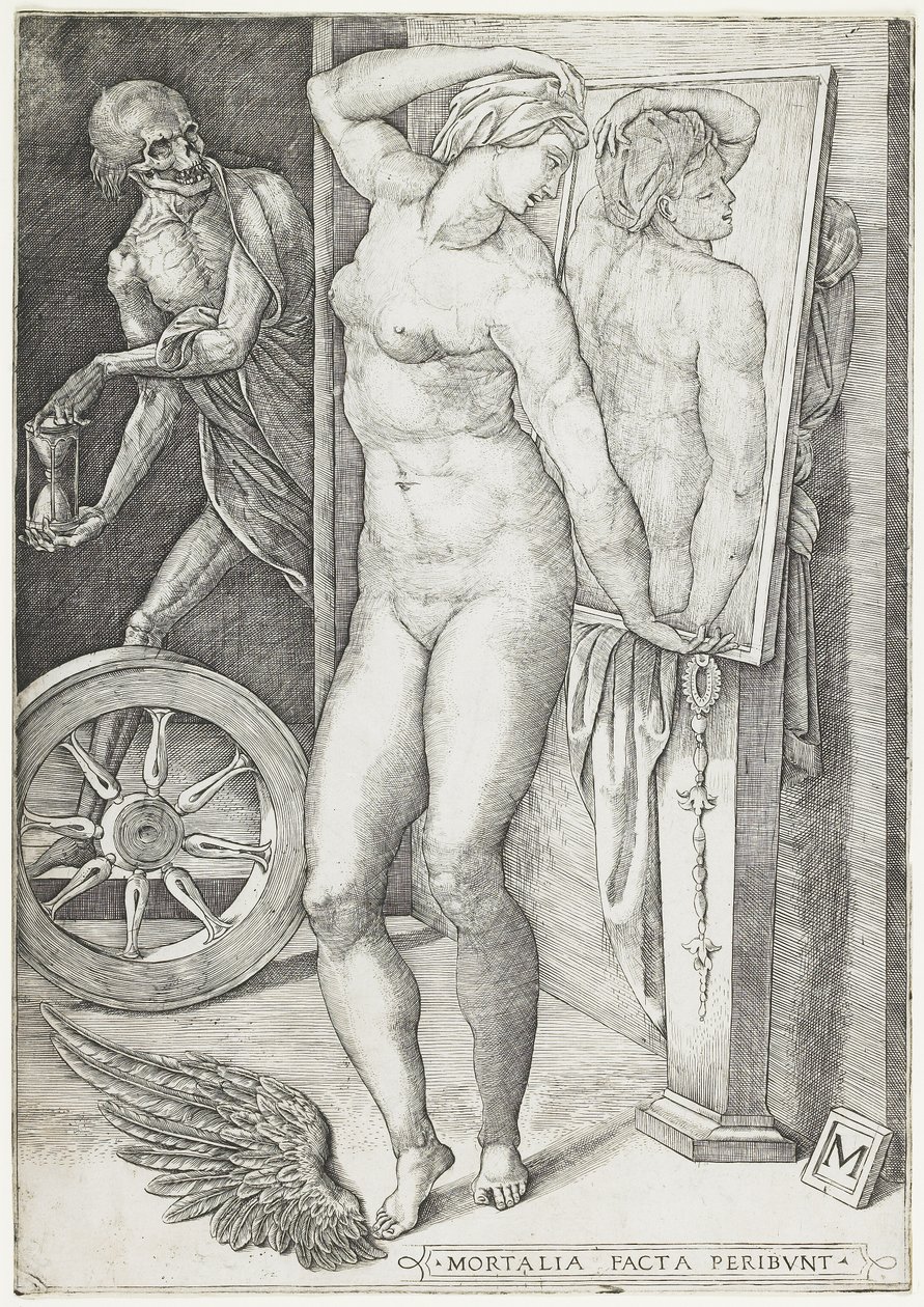 Śmierć zaskakująca kobietę, c.1490-c.1540 (rycina) autorstwa M Master