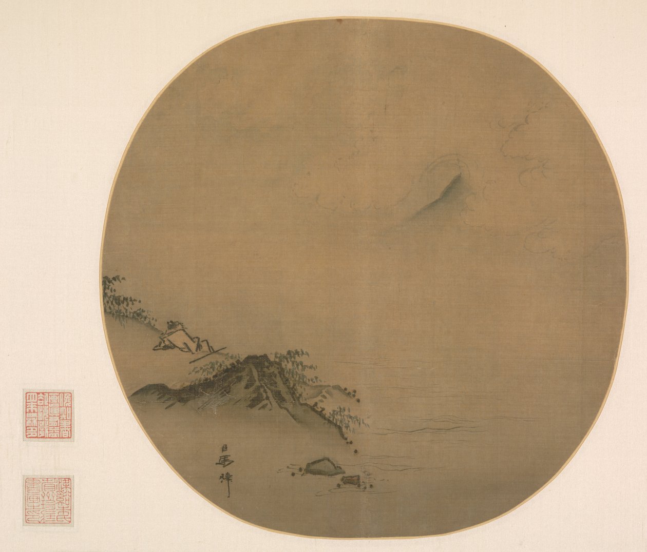 Scholar Reclining and Watching Rising Clouds, wiersz Wang Wei, 1225-75. autorstwa Ma Lin