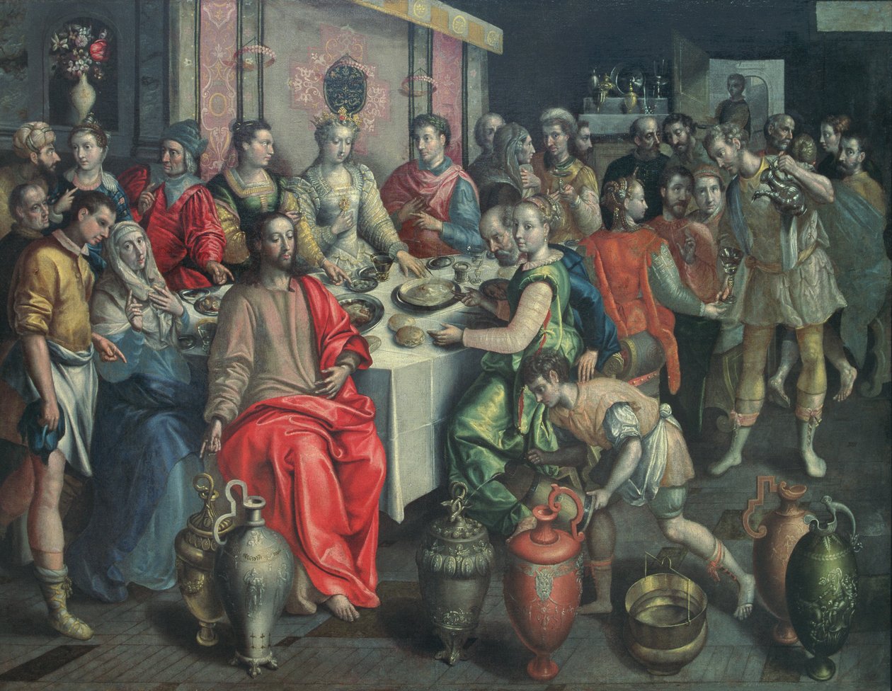 Ślub w Kanie, 1597 autorstwa Maarten de studio of Vos