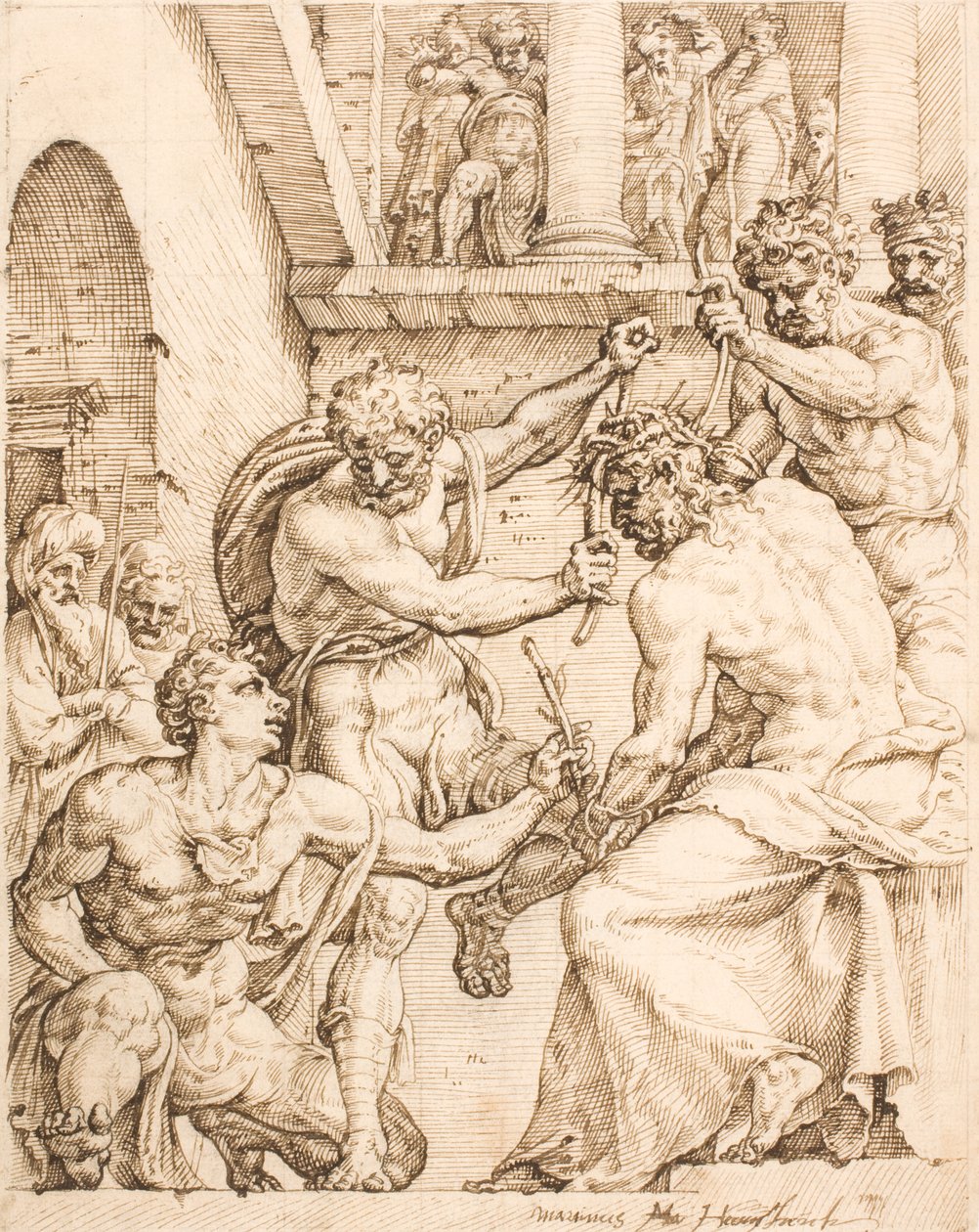 Chrystus ukoronowany cierniem autorstwa Maarten van Heemskerck