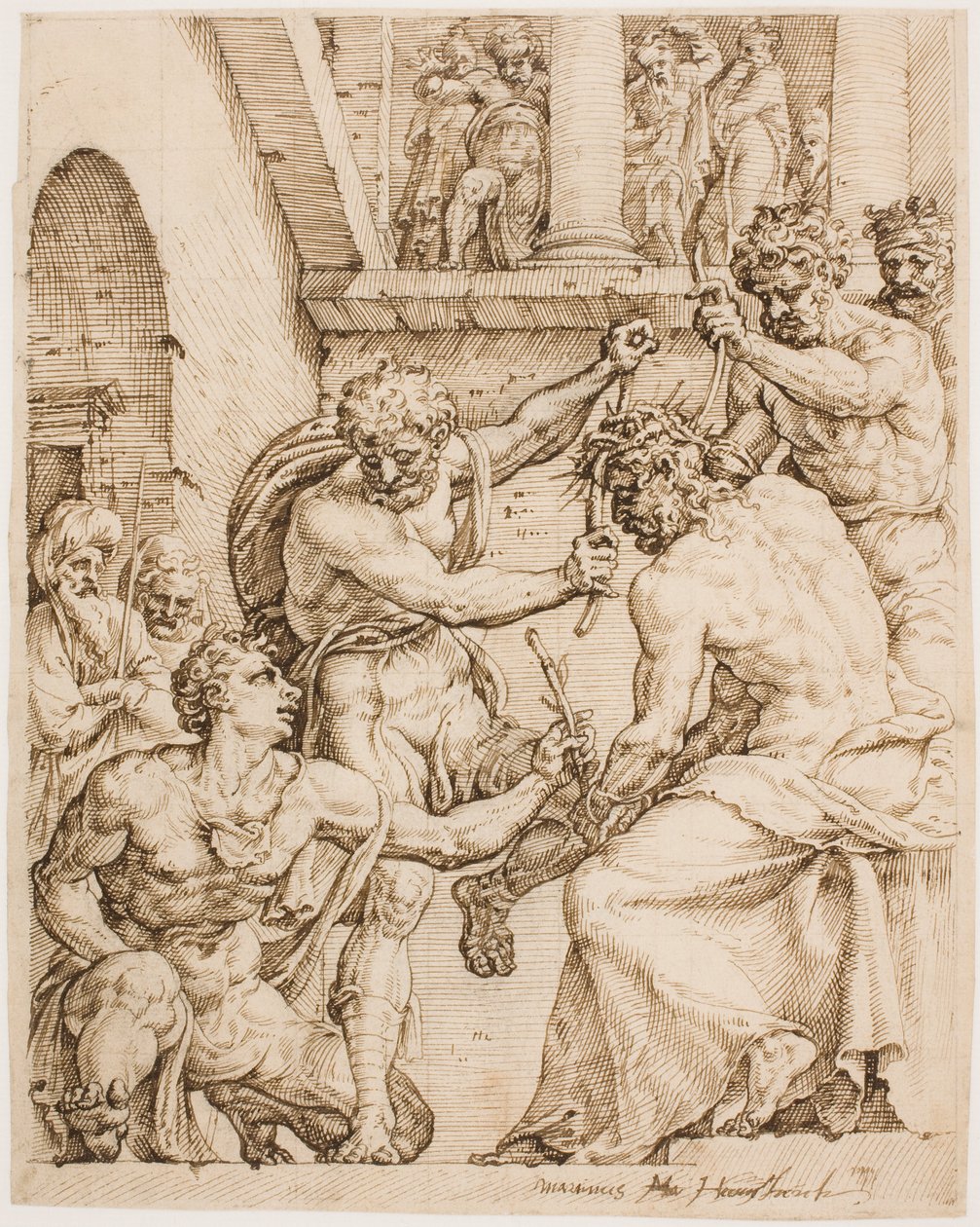 Chrystus ukoronowany cierniem autorstwa Maarten van Heemskerck