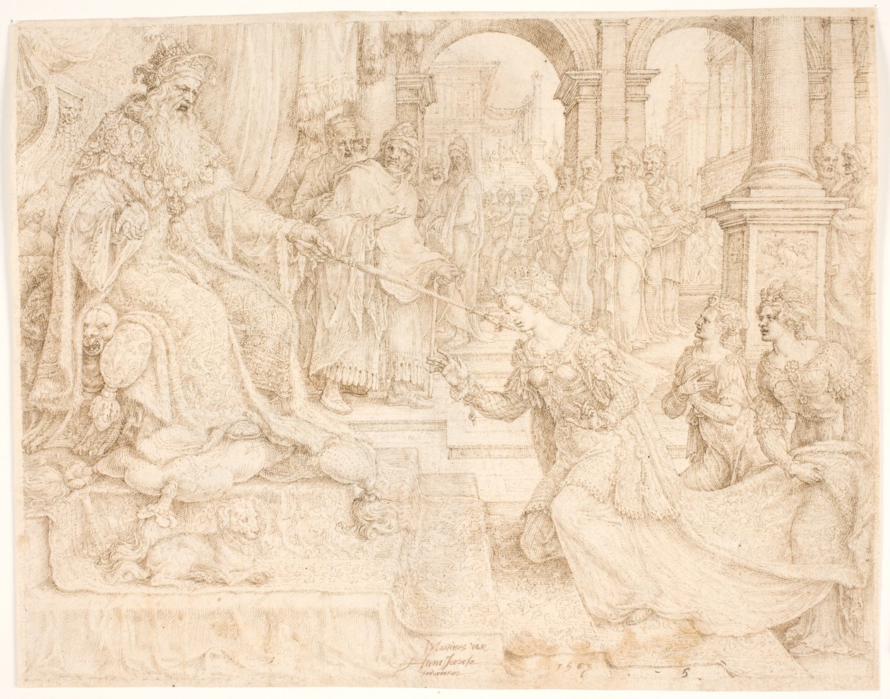 Estera przed Aswerusem autorstwa Maarten van Heemskerck