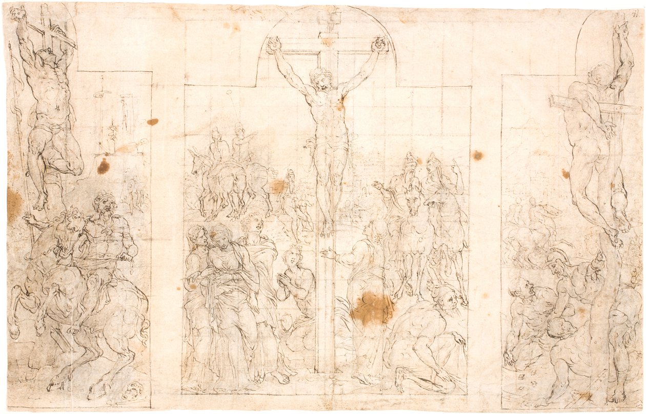 Studium wstępne do trójskrzydłowego ołtarza przedstawiającego Ukrzyżowanie autorstwa Maarten van Heemskerck