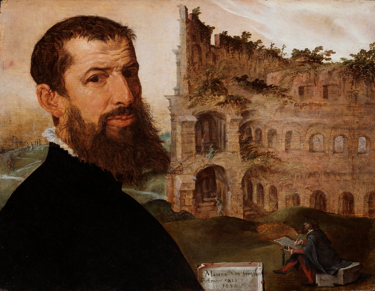 niemiecki: Autoportret z Koloseum Autoportret z Koloseum autorstwa Maarten van Heemskerck