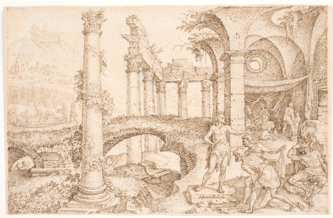 Szynka szydząca z Noego autorstwa Maarten van Heemskerck