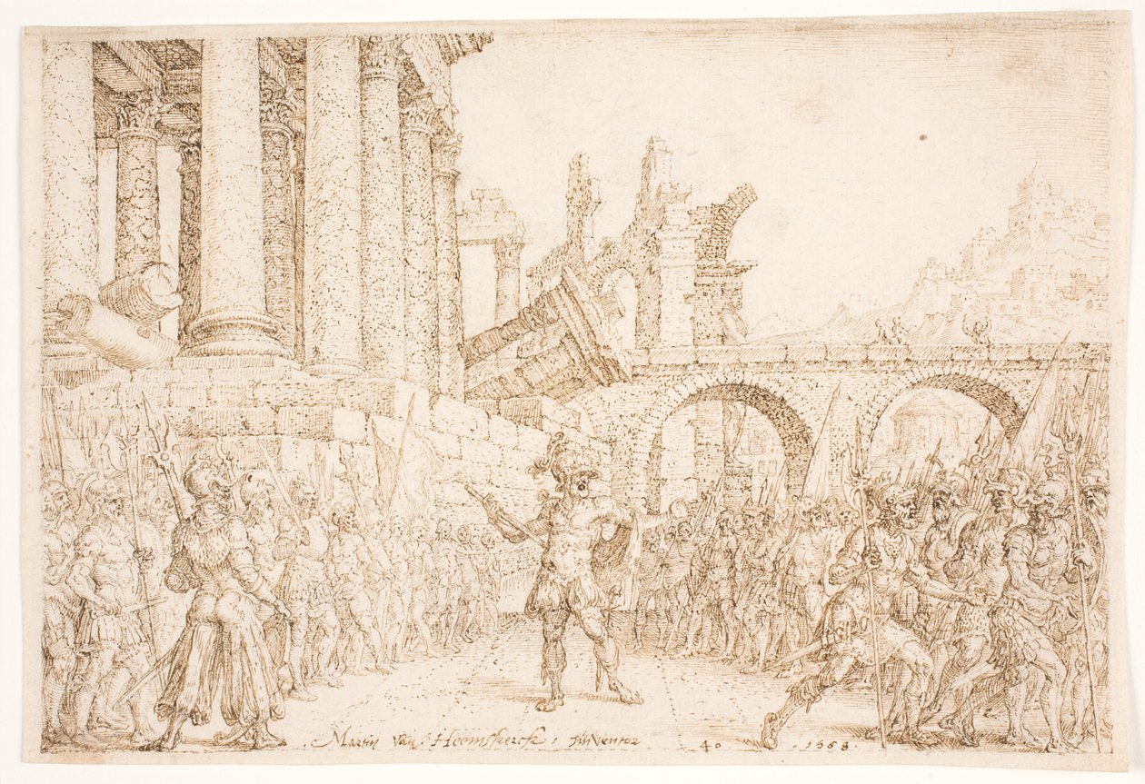 Izrael jest podzielony między Omri i Tibni autorstwa Maarten van Heemskerck