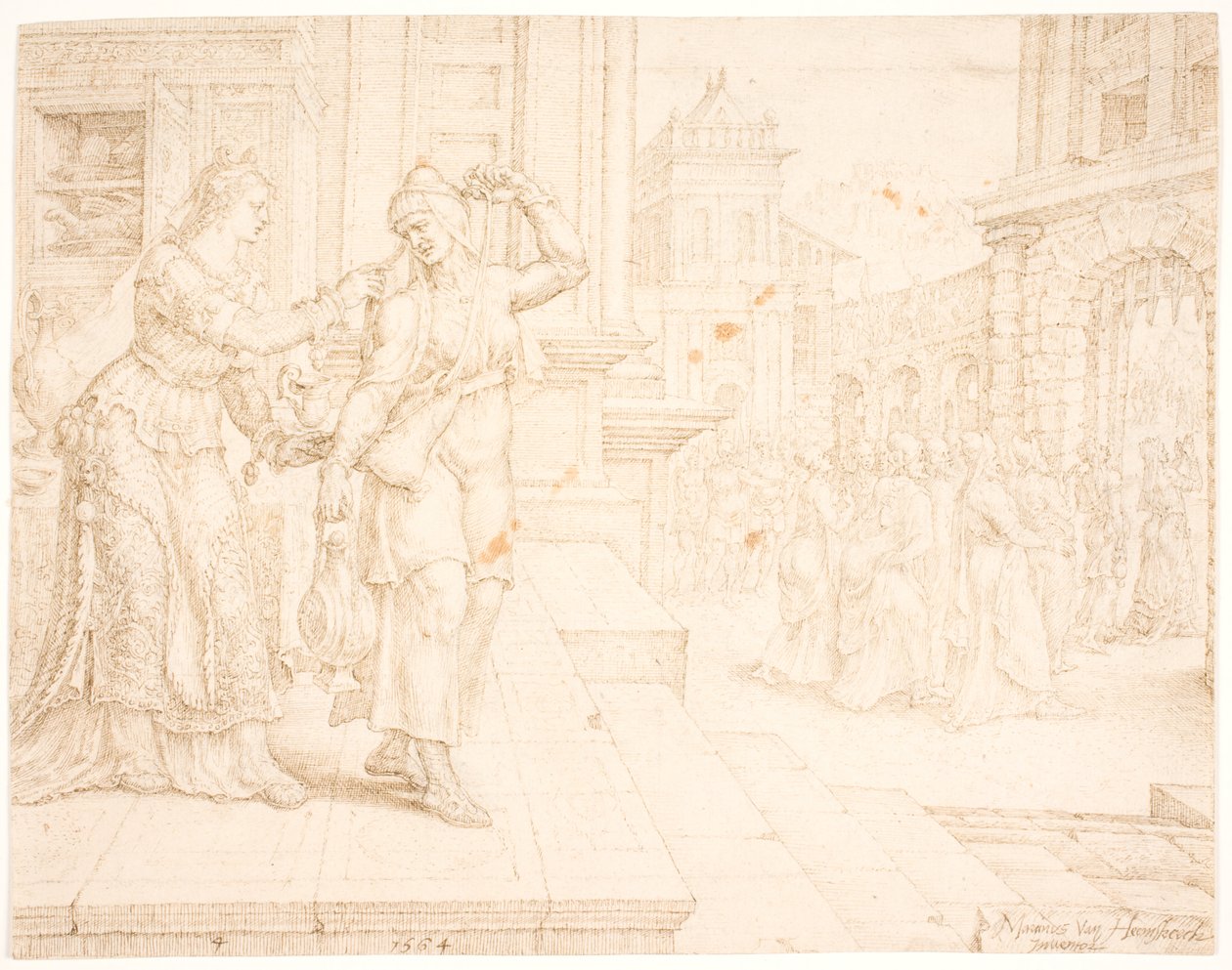 Judith przygotowuje się do pójścia do Obozu Wrogów autorstwa Maarten van Heemskerck