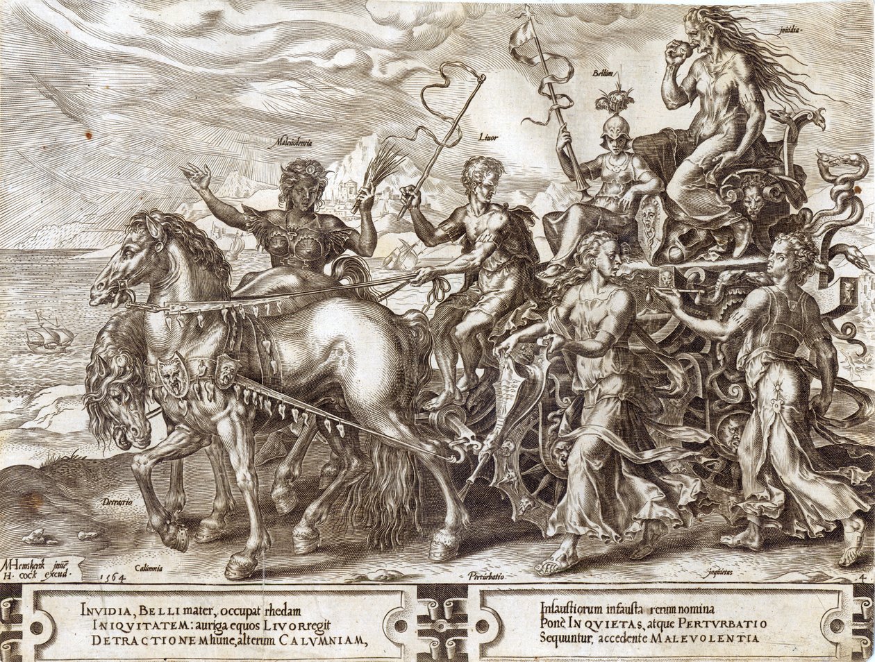 Perturbacja, płyta 4 z „Przełomu rzeczy ludzkich”, 1564 autorstwa Maarten van Heemskerck