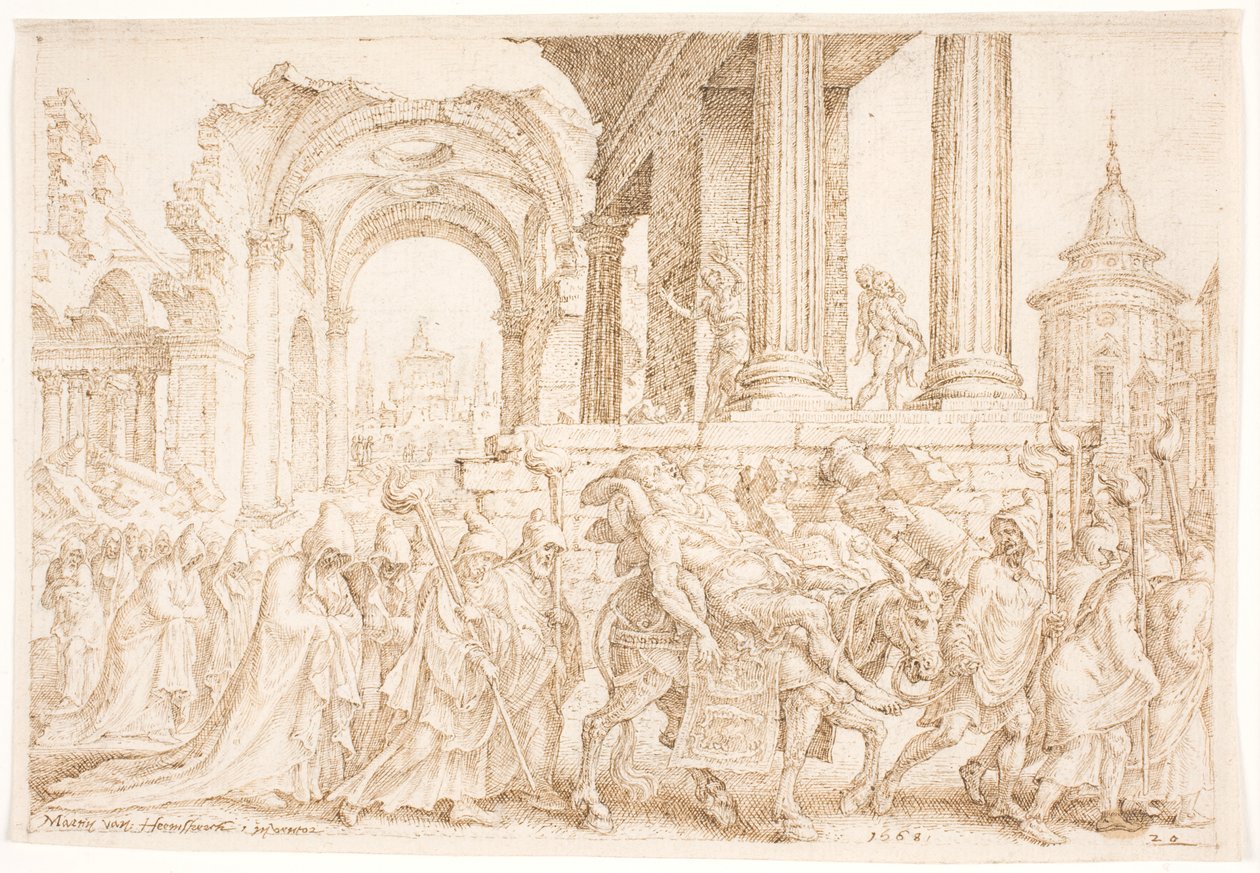 Pogrzeb Samsona autorstwa Maarten van Heemskerck
