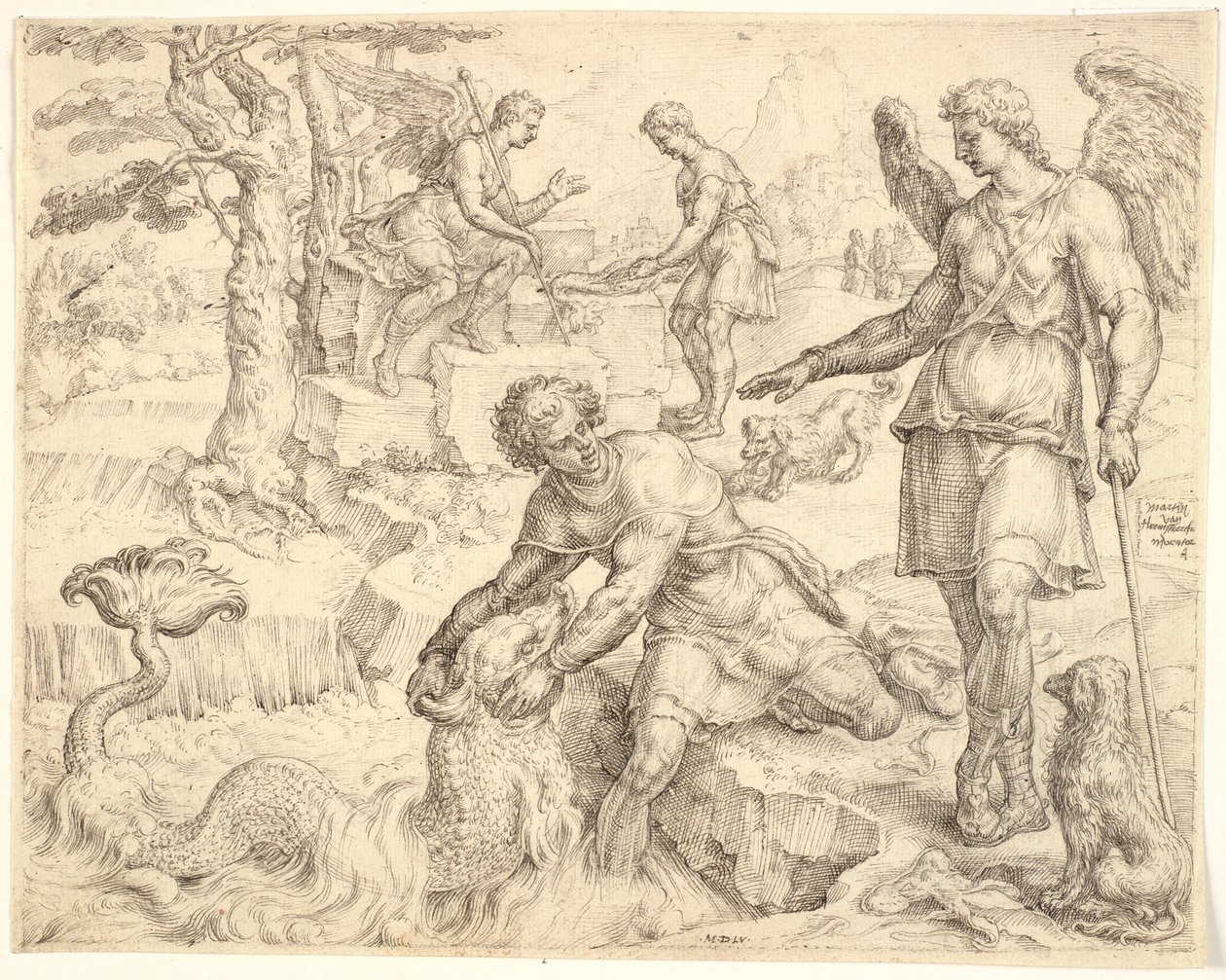 Tobiasz łowi rybę w Tygrysie autorstwa Maarten van Heemskerck