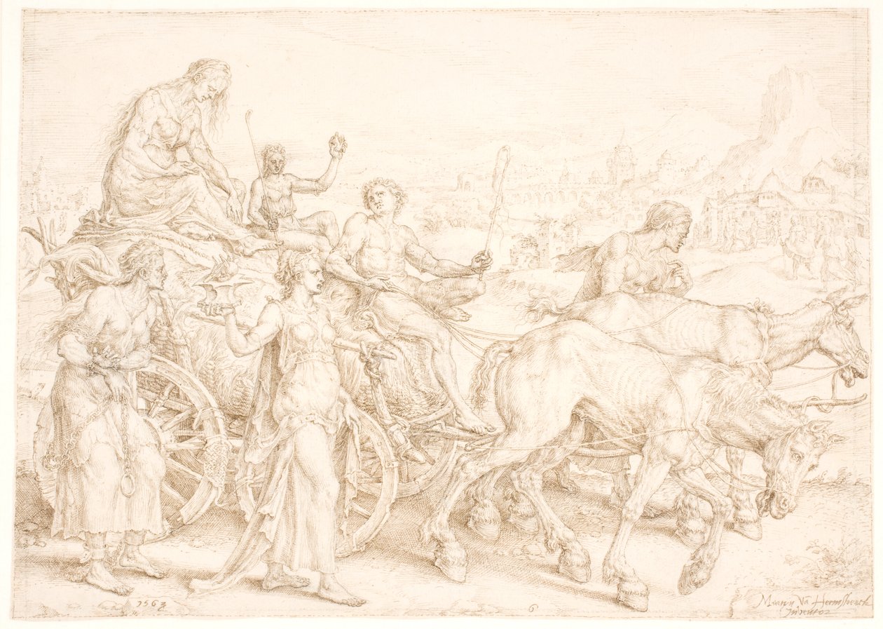 Rydwan triumfalny chcieć autorstwa Maarten van Heemskerck