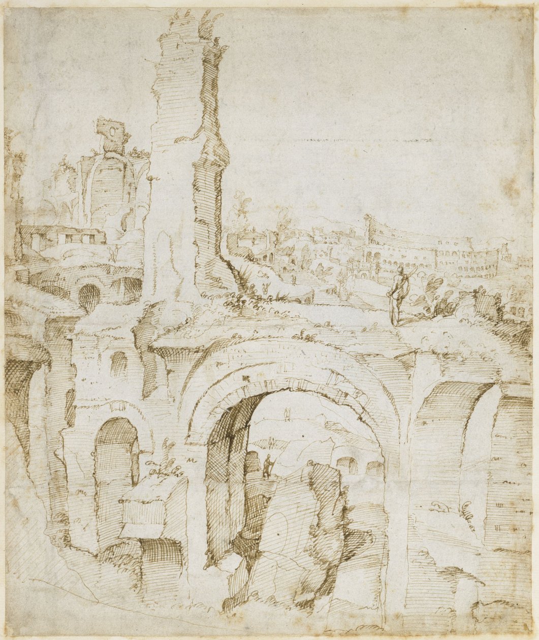 Widok z Domus Severiana na Koloseum autorstwa Maarten van Heemskerck