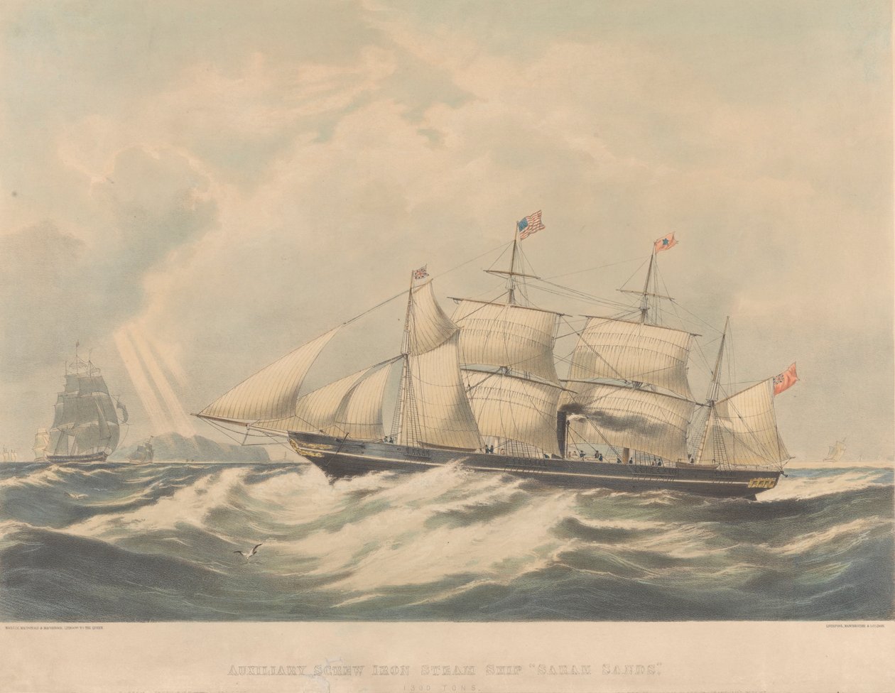 Pomocniczy żelazny statek parowy "Sarah Sands" (1845), ok. 1843-54 (litografia) autorstwa Macdonald & Co. Maclure
