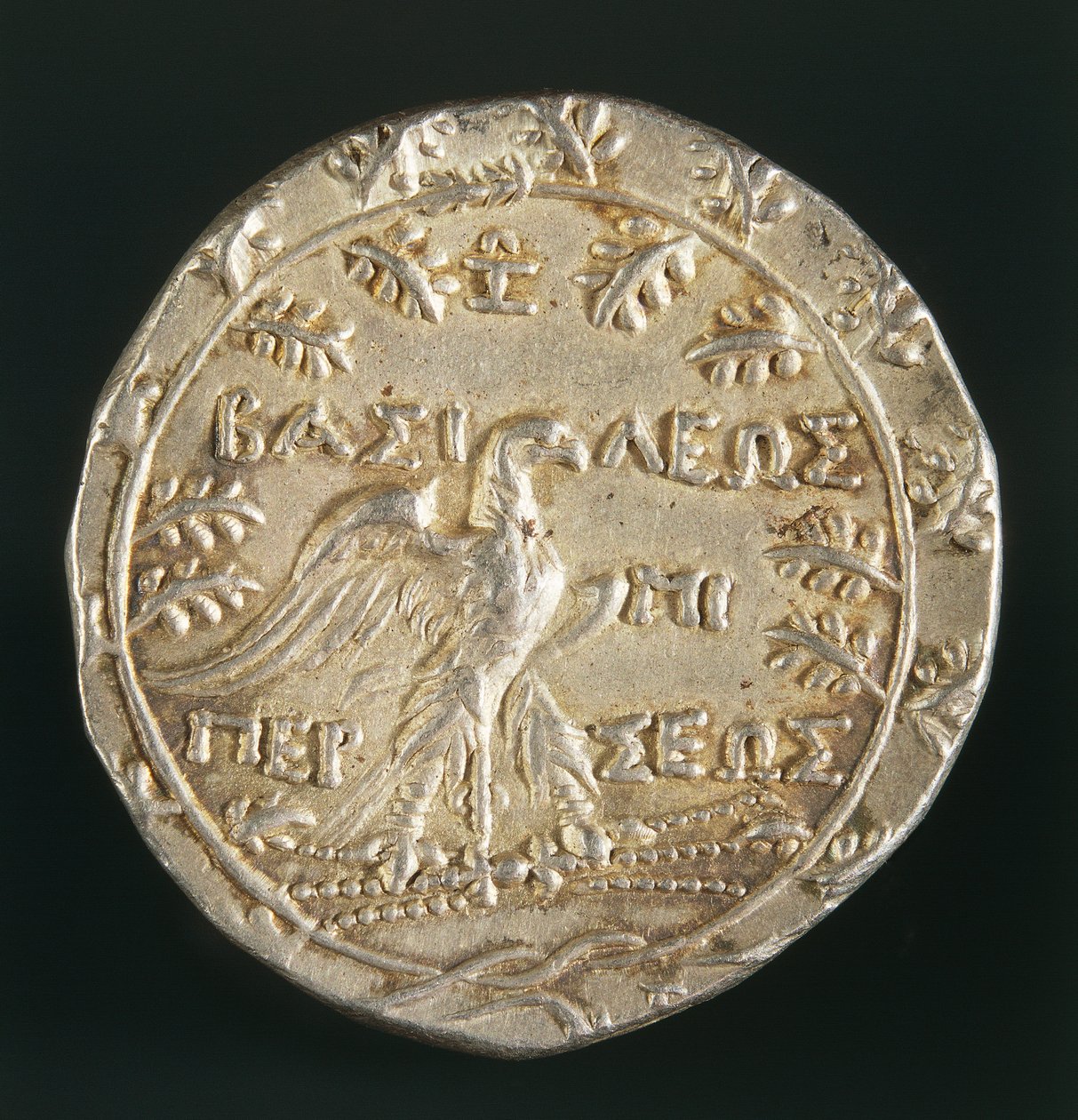 Tetradrachma króla Perseusza Macedońskiego, wybita w Pelli, Królestwo Macedonii, rewers, ok. 179-168 pne (srebro) autorstwa Macedonian