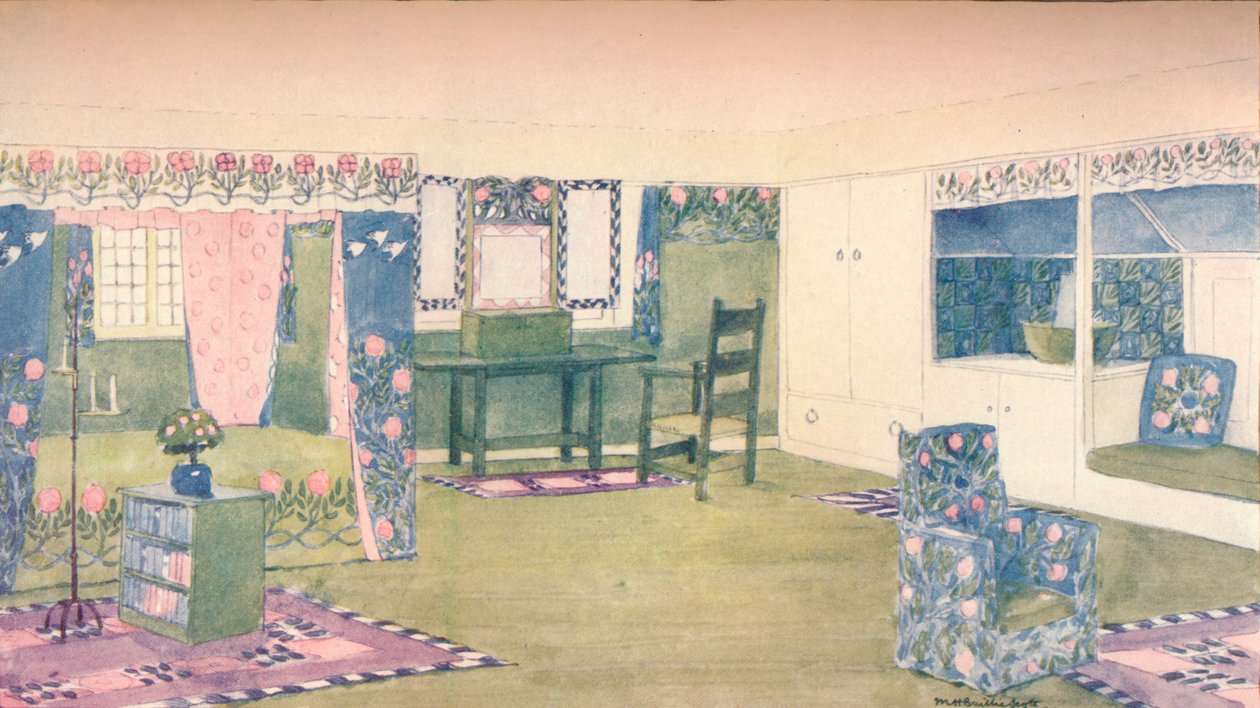 Wiejska chata: projekt sypialni, ok. 1900 1902 r. autorstwa Mackay Hugh Baillie Scott