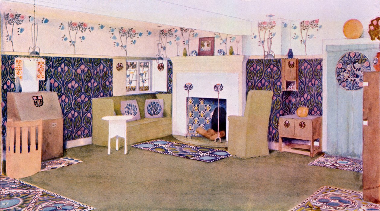 Projekt salonu w Falkewood, ok. 1906 autorstwa Mackay Hugh Baillie Scott