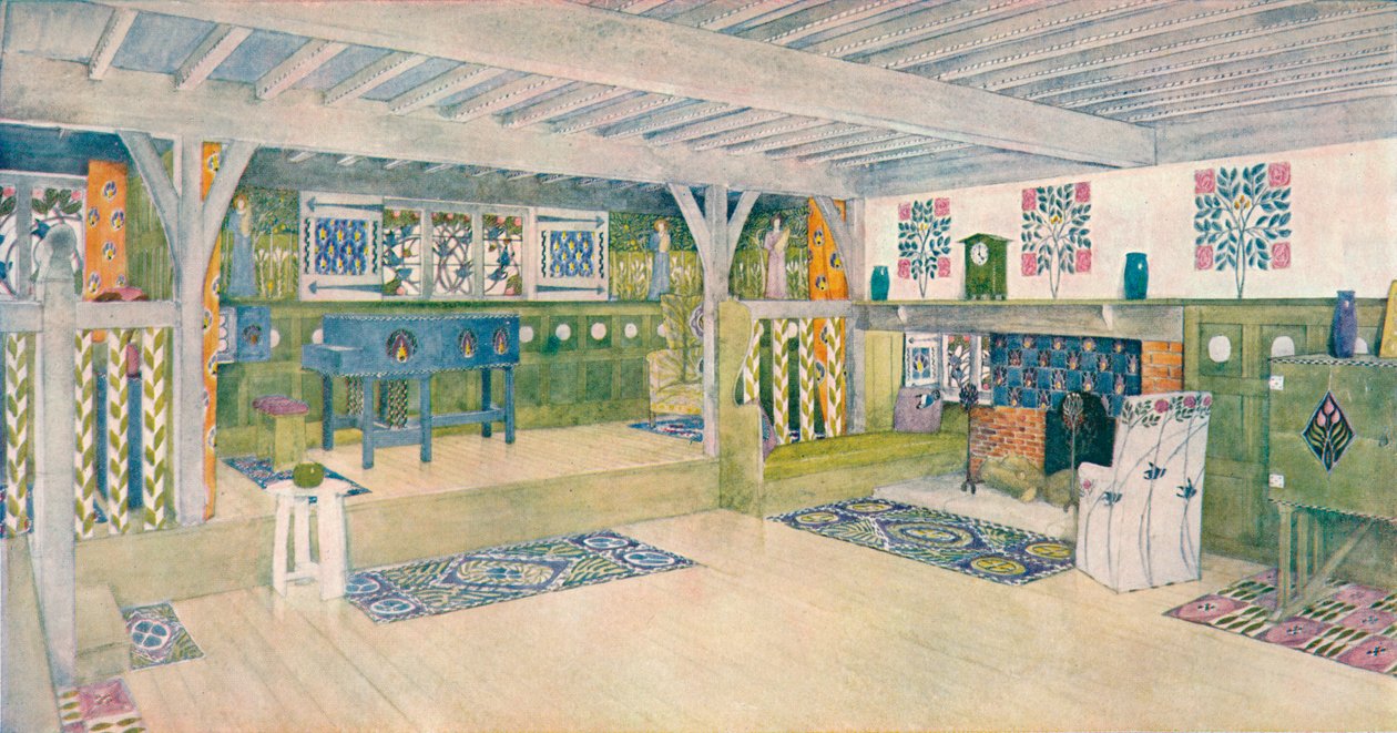 Pokój muzyczny w domu w Crowborough, ok. 1902 r. autorstwa Mackay Hugh Baillie Scott