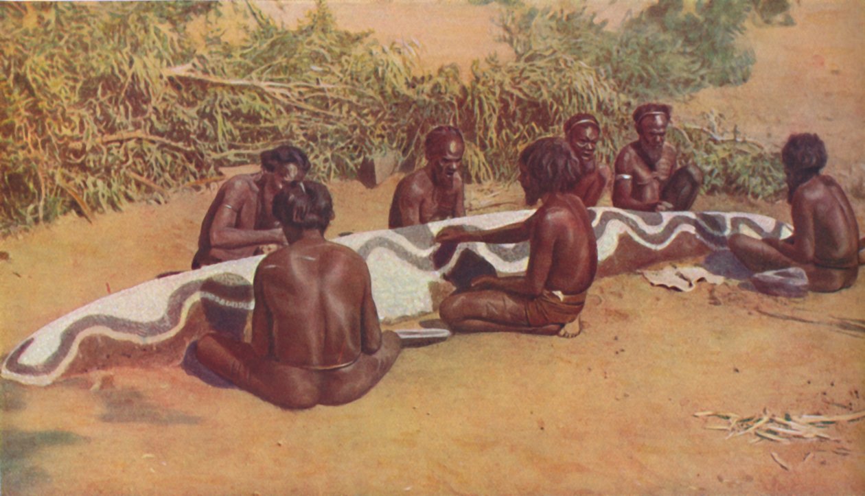 „Totemistyczny rytuał wśród australijskich Murzynów”, ok. 1935 r. autorstwa Macmillan Publishers